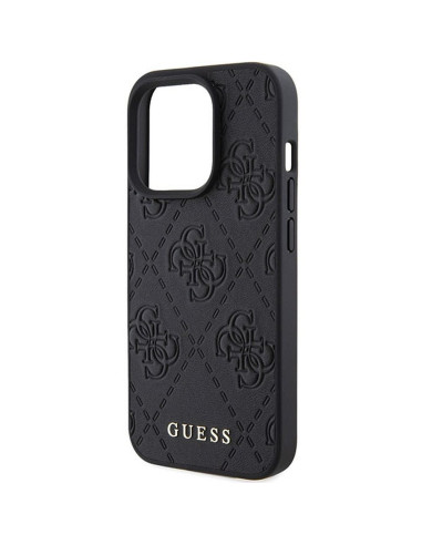 Véritable GUESS Case GUHCP15LP4EPMK pour iPhone 15 PRO (Quilted 4G Classic / Black)