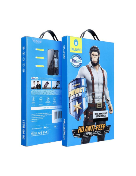 Verre trempé 5D de Mr. Monkey Verre trempé - Apple iPhone 16 Pro noir (forte confidentialité)