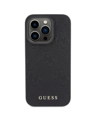 Véritable GUESS Case GUHCP15LP4EPMK pour iPhone 15 PRO (Quilted 4G Classic / Black)