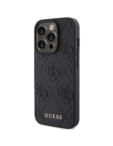 Véritable GUESS Case GUHCP15LP4EPMK pour iPhone 15 PRO (Quilted 4G Classic / Black)
