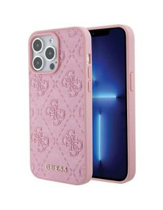 Véritable GUESS Case GUHCP15LP4EPMP pour iPhone 15 PRO (Quilted 4G Classic / Pink)