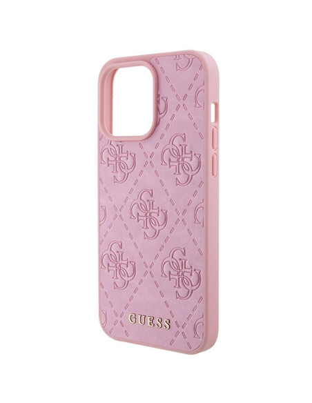 Véritable GUESS Case GUHCP15LP4EPMP pour iPhone 15 PRO (Quilted 4G Classic / Pink)