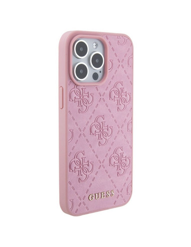 Véritable GUESS Case GUHCP15LP4EPMP pour iPhone 15 PRO (Quilted 4G Classic / Pink)