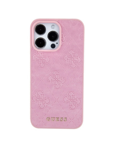 Véritable GUESS Case GUHCP15LP4EPMP pour iPhone 15 PRO (Quilted 4G Classic / Pink)
