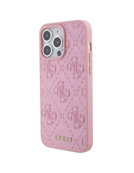 Véritable GUESS Case GUHCP15LP4EPMP pour iPhone 15 PRO (Quilted 4G Classic / Pink)