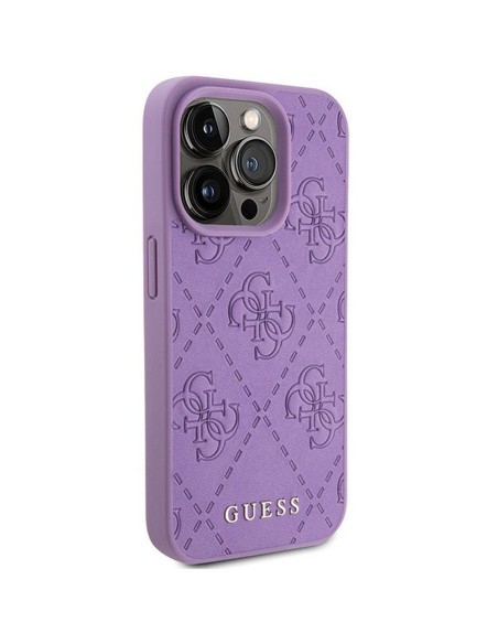 Véritable GUESS Case GUHCP15LP4EPMU pour iPhone 15 PRO (Quilted 4G Classic / light purple)