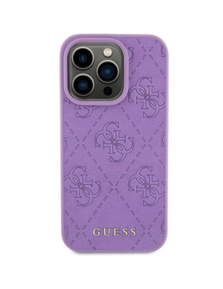 Véritable GUESS Case GUHCP15LP4EPMU pour iPhone 15 PRO (Quilted 4G Classic / light purple)
