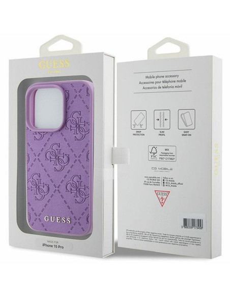 Coque GUESS pour IPHONE 15 Pro Max GUHCP15XP4EPMU (Quilted 4G Classic) violet clair