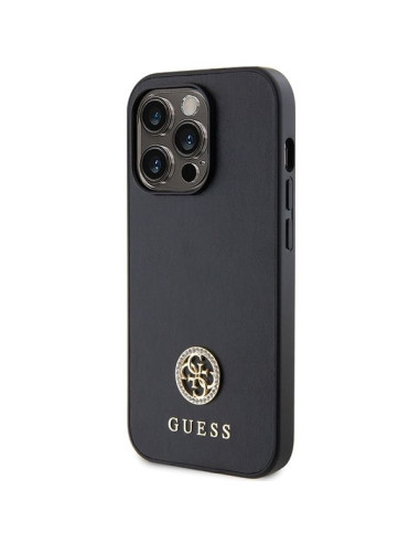GUESS Coque pour IPHONE 15 Pro GUHCP15LPS4DGPK (Strass Metal Logo) noir
