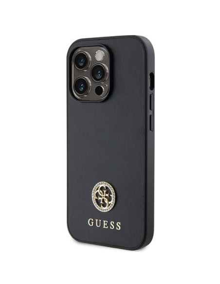 GUESS Coque pour IPHONE 15 Pro GUHCP15LPS4DGPK (Strass Metal Logo) noir