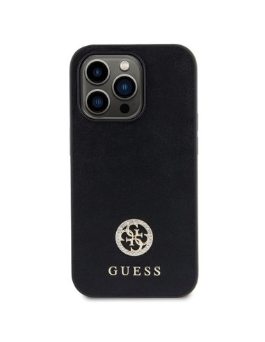 GUESS Coque pour IPHONE 15 Pro GUHCP15LPS4DGPK (Strass Metal Logo) noir