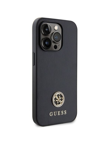 GUESS Coque pour IPHONE 15 Pro GUHCP15LPS4DGPK (Strass Metal Logo) noir