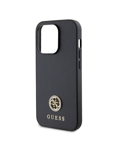 GUESS Coque pour IPHONE 15 Pro GUHCP15LPS4DGPK (Strass Metal Logo) noir