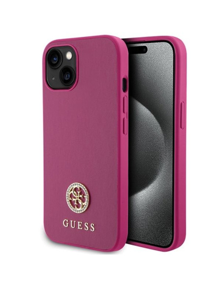 Coque GUESS pour IPHONE 13 / 14 / 15 GUHCP15SPS4DGPP (Strass Metal Logo) rose