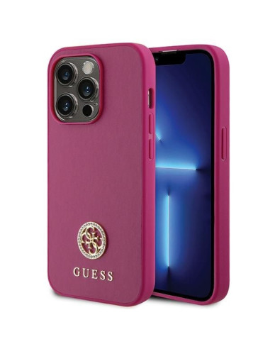 Coque GUESS pour IPHONE 15 Pro GUHCP15LPS4DGPP (Strass Metal Logo) rose