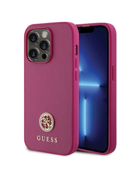 Coque GUESS pour IPHONE 15 Pro GUHCP15LPS4DGPP (Strass Metal Logo) rose