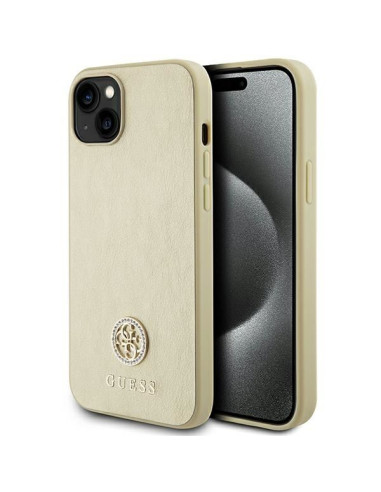 Coque GUESS pour IPHONE 13 / 14 / 15 GUHCP15SPS4DGPD (Cuir 4G Metal Logo Strass) or