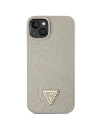 Coque GUESS pour IPHONE 13 / 14 / 15 GUHCP15SPCRTHCD (Croco Triangle Metal Logo) or