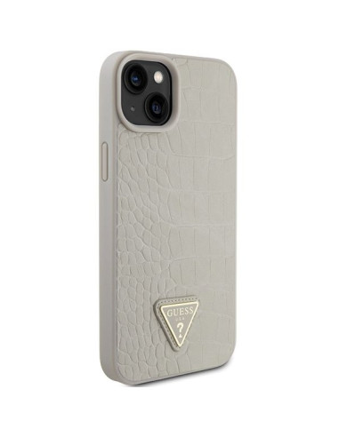 Coque GUESS pour IPHONE 13 / 14 / 15 GUHCP15SPCRTHCD (Croco Triangle Metal Logo) or