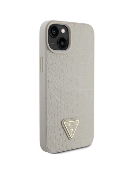 Coque GUESS pour IPHONE 13 / 14 / 15 GUHCP15SPCRTHCD (Croco Triangle Metal Logo) or