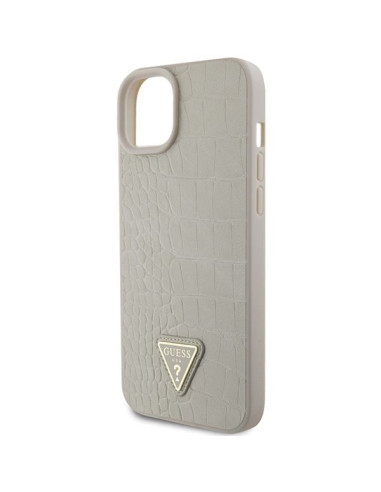 Coque GUESS pour IPHONE 13 / 14 / 15 GUHCP15SPCRTHCD (Croco Triangle Metal Logo) or