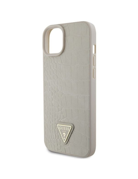 Coque GUESS pour IPHONE 13 / 14 / 15 GUHCP15SPCRTHCD (Croco Triangle Metal Logo) or