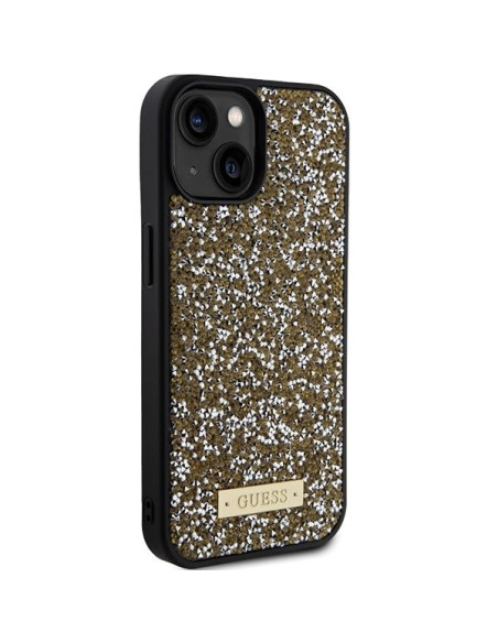 Coque GUESS pour IPHONE 13 / 14 / 15 GUHCP15SPFGSBSD (Rhinestone Metal Logo) jaune