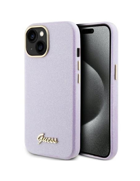 Coque GUESS pour IPHONE 13 / 14 / 15 GUHCP15SPGMCSL (Glitter Glossy Script) lilas