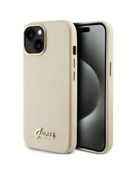 Coque GUESS pour IPHONE 13 / 14 / 15 GUHCP15SPGMCSD (Glitter Glossy Script) Or