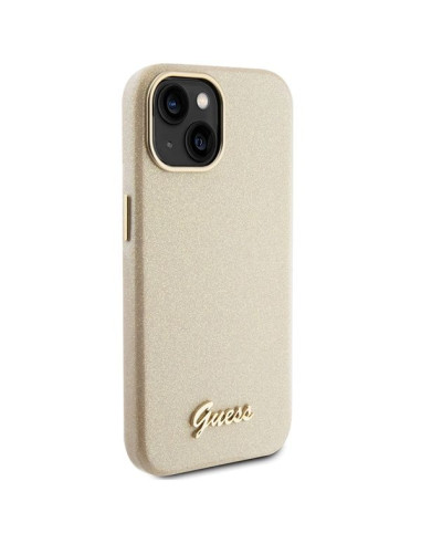 Coque GUESS pour IPHONE 13 / 14 / 15 GUHCP15SPGMCSD (Glitter Glossy Script) Or
