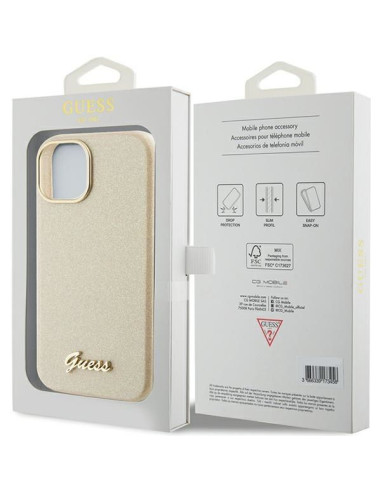 Coque GUESS pour IPHONE 13 / 14 / 15 GUHCP15SPGMCSD (Glitter Glossy Script) Or