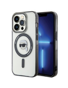 Véritable KARL LAGERFELD Case KLHMP15LHKHNOTK pour iPhone 15 PRO (Karl Head + MAG / transparent)