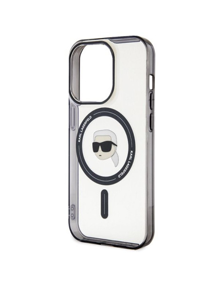 Véritable KARL LAGERFELD Case KLHMP15LHKHNOTK pour iPhone 15 PRO (Karl Head + MAG / transparent)