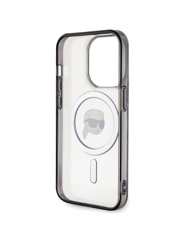 Véritable KARL LAGERFELD Case KLHMP15LHKHNOTK pour iPhone 15 PRO (Karl Head + MAG / transparent)