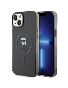 Véritable KARL LAGERFELD Case KLHMP15MHFCKNOK pour iPhone 15 PLUS (Ikonik + MAG / noir)