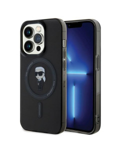 Véritable KARL LAGERFELD Case KLHMP15LHFCKNOK pour iPhone 15 PRO (Ikonik + MAG / noir)