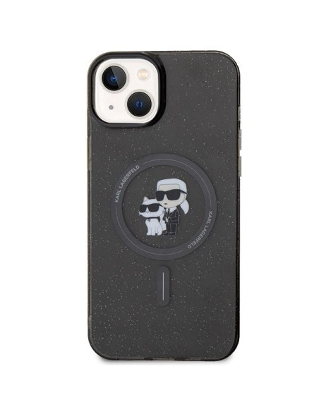 Véritable KARL LAGERFELD Case KLHMP15SHGKCNOK pour iPhone 15 (Glitter + MAG / noir)
