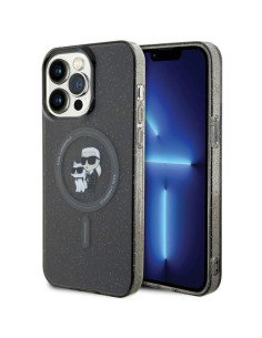 Véritable KARL LAGERFELD Case KLHMP15XHGKCNOK pour iPhone 15 PRO MAX (Glitter + MAG / noir)