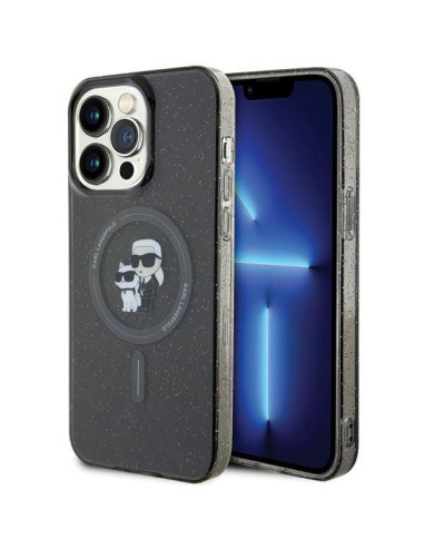Véritable KARL LAGERFELD Case KLHMP15XHGKCNOK pour iPhone 15 PRO MAX (Glitter + MAG / noir)