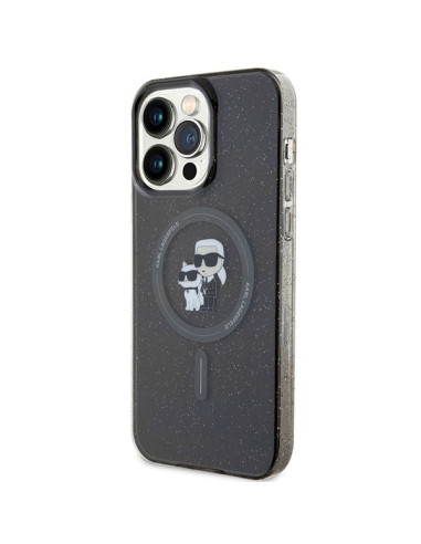 Véritable KARL LAGERFELD Case KLHMP15XHGKCNOK pour iPhone 15 PRO MAX (Glitter + MAG / noir)