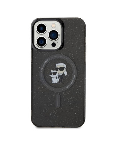 Véritable KARL LAGERFELD Case KLHMP15XHGKCNOK pour iPhone 15 PRO MAX (Glitter + MAG / noir)