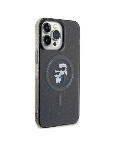 Véritable KARL LAGERFELD Case KLHMP15XHGKCNOK pour iPhone 15 PRO MAX (Glitter + MAG / noir)