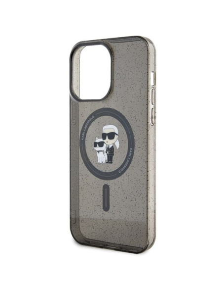 Véritable KARL LAGERFELD Case KLHMP15XHGKCNOK pour iPhone 15 PRO MAX (Glitter + MAG / noir)