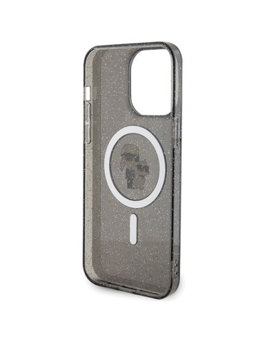 Véritable KARL LAGERFELD Case KLHMP15XHGKCNOK pour iPhone 15 PRO MAX (Glitter + MAG / noir)