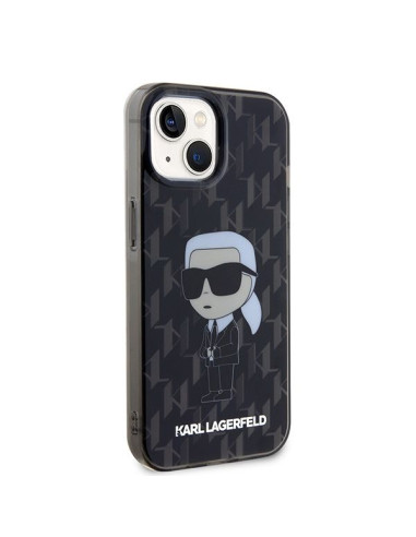 Véritable KARL LAGERFELD Case KLHCP15SHNKMKLK pour iPhone 15 (Iconic Monogram / noir)