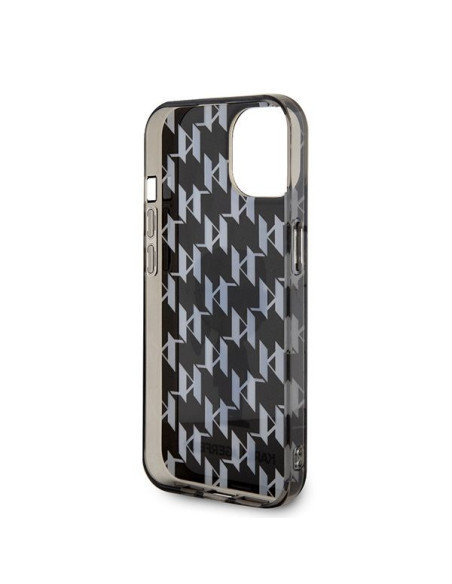 Véritable KARL LAGERFELD Case KLHCP15SHNKMKLK pour iPhone 15 (Iconic Monogram / noir)