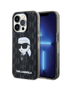 Véritable KARL LAGERFELD Case KLHCP15LHNKMKLK pour iPhone 15 PRO (Iconic Monogram / Black)