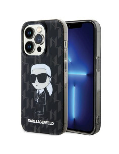 Véritable KARL LAGERFELD Case KLHCP15XHNKMKLK pour iPhone 15 PRO MAX (Iconic Monogram / noir)
