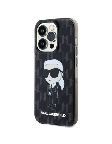 Véritable KARL LAGERFELD Case KLHCP15XHNKMKLK pour iPhone 15 PRO MAX (Iconic Monogram / noir)