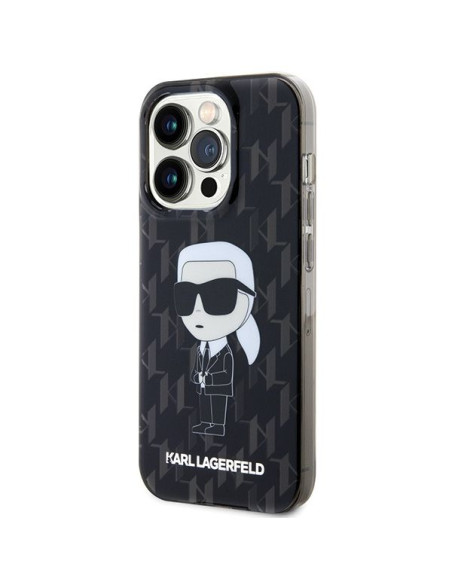 Véritable KARL LAGERFELD Case KLHCP15XHNKMKLK pour iPhone 15 PRO MAX (Iconic Monogram / noir)